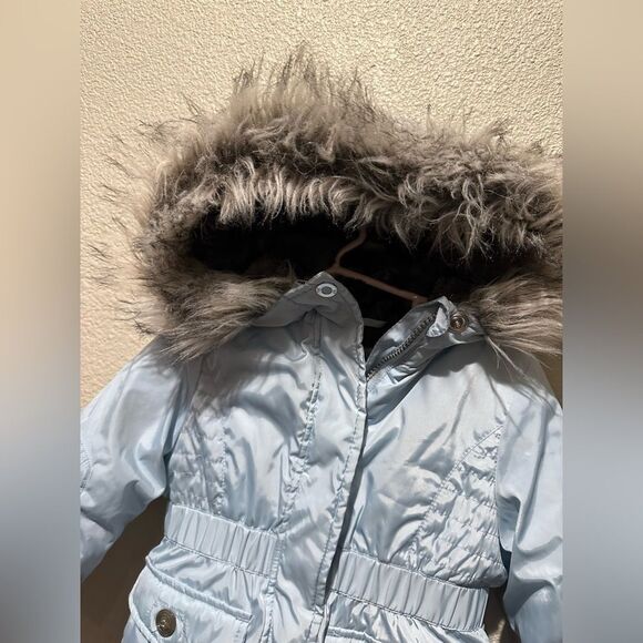 NWOT Jessica Simpson Baby Blue Pufder Jacket w/ Fauk Fur Hood Size 3T - Picture 3 of 13